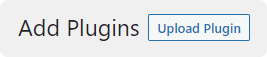 Screenshot of the Add Plugins page in WordPress, with a button labeled "Upload Plugin" next to the title