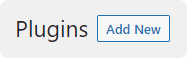 Screenshot of the top of the Plugins page in WordPress, with a button labeled "Add New" next to the heading "Plugins"