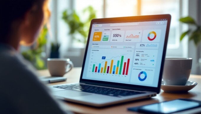 A close-up of an analytics dashboard on a computer screen, showcasing B2B social media performance metrics.