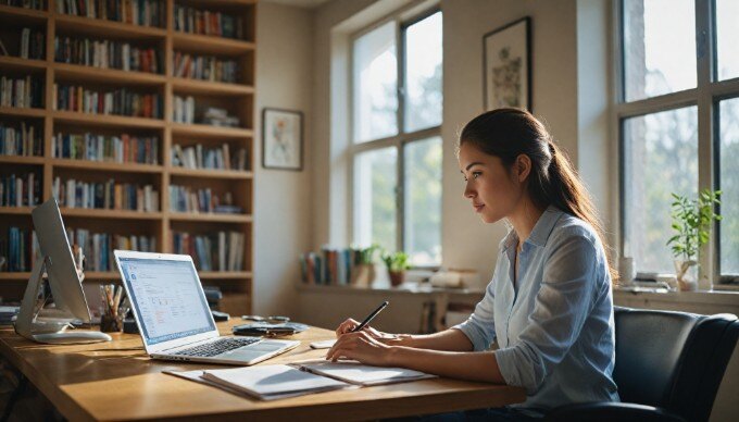 An individual creating customer profiles using analytics tools on a laptop.