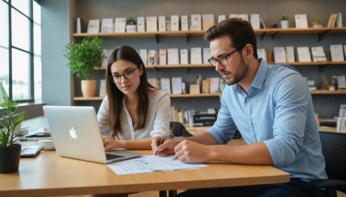 A marketing team analyzing customer feedback data on a laptop.